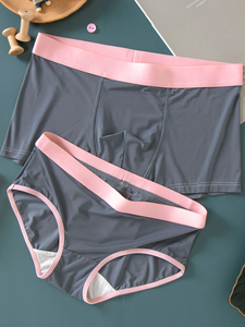 猫人官网情侣内裤冰丝可爱搞怪双人性感纯色男女内衣个性大码套装