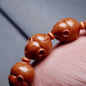 紫金鼠招财鼠雕刻小老鼠手串菩提子籽文玩鼠钱手链男女礼物佛珠