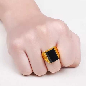 金镶玉戒指男男士纯金足金