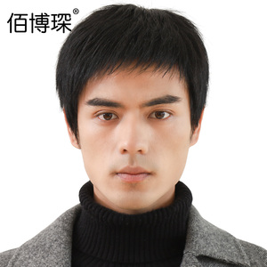 假发男短发男生真发全头套时尚发套韩版轻薄中老年寸头真人发丝