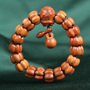 避邪桃木手串雕刻南瓜珠手链天然雷击桃木佛珠手串文玩木质工艺品