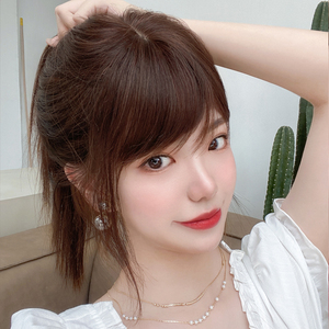3d斜刘海假发女头顶补发片真发自然无痕隐形遮白发法式刘海假发片