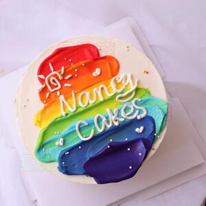 网红彩虹生日蛋糕同城彩色简约定制少女广州北京杭州上海全国配送