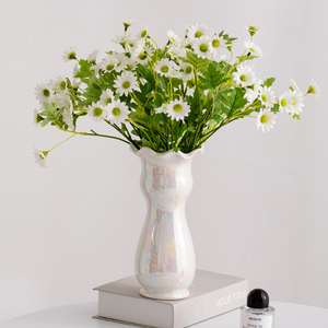 欧式珍珠釉花瓶摆件客厅插花轻奢高级感鲜花插瓶陶瓷器白色艺术小