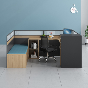 午休办公桌椅组合折叠床加班屏风职员大工位l型一体式带床办公桌