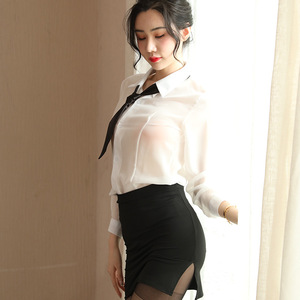 魅妗性感秘书职业装大学生套装女老师穿的短裙play情方便透