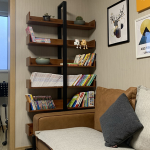 创意靠墙书架实木多层客厅沙发边转角落地置物架简约绘本收纳窄架