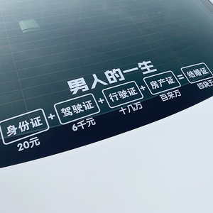 搞笑网红车贴人男人的一生贴纸抖音同款个性创意汽车身文字帖.