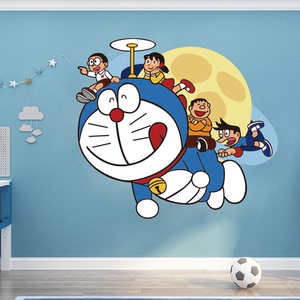 哆啦a梦叮当机器猫卡通儿童房间装饰卧室布置床头背景墙面贴纸画