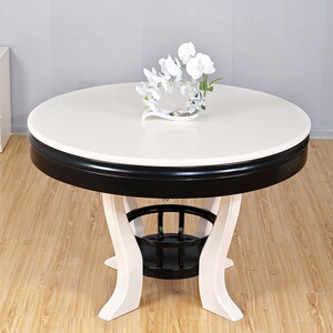 可旋转伸缩折叠餐桌圆桌实木