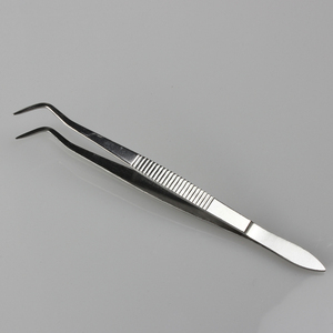 不锈钢双弯尖头牙科镊子无齿纹加厚材料口腔工具牙医检查燕窝拔毛