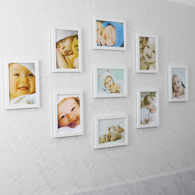 新品九宫格7寸照片墙影楼简约现代9个七寸组合儿童宝宝相片相框挂