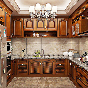 合肥整体橱柜定制红橡实木厨房装b修定做新中式厨房柜定做全屋定