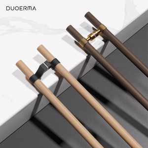 极简黄铜实木门拉手玻璃门把手酒店会议室大门拉手黑胡桃木铜把手