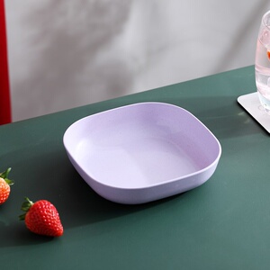 北欧小麦秸秆餐桌x垃圾塑料盘子吐骨头盘碟家用塑料加深防摔小方