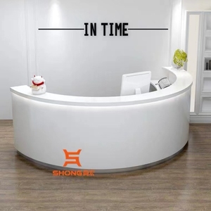 弧形半圆前台酒店收银台吧台桌烤漆定制服务柜演讲台银行轻奢圆形