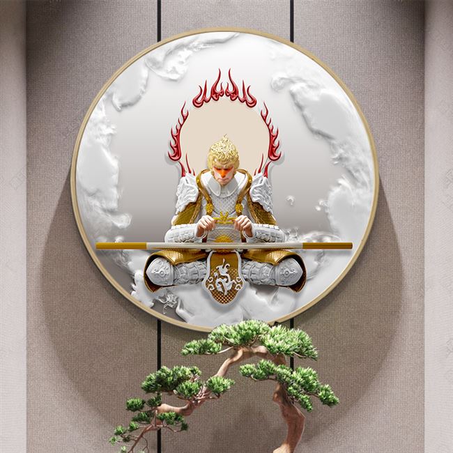 斗战胜佛立体感悟空壁画新中式玄关装饰画齐天大圣归来挂n画背景