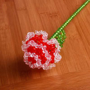 新款diy手工串珠编织仿水晶三层玫瑰花成品情人节礼物家居摆件饰
