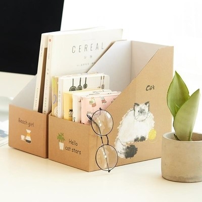 创意纸质学生纸盒复古读书架桌上书夹书靠书立简易大号桌面书档