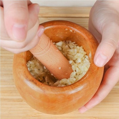 花生米压碎器岛蒜泥神器中药研磨器手动老式蒜钵大号木质厨房工具