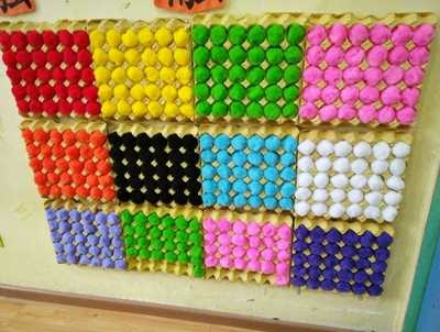 幼儿园创意彩色手工毛绒球纸浆鸡蛋托毛球大号毛绒球区域材料玩具