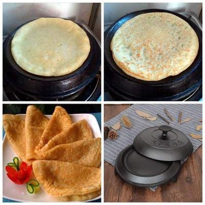 炉糕锅 老式铸铁烙饼锅饼折锅老式加厚煎饼鏊子摊黄烙子锅烙糕子