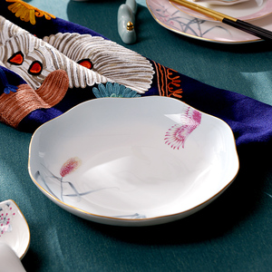 餐具酒店餐厅中式深底盘子8英寸菜盘菜碟家用厨房装菜盘子早餐盘