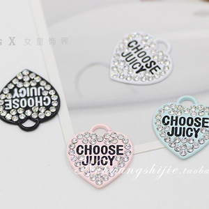 choosejuicy爱心点钻吊坠diy耳环配件手工自制包包项链发饰材料