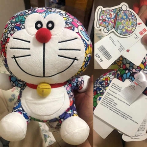 优衣库联名机器猫毛绒玩具村上隆毛绒公仔蓝胖儿童节礼物