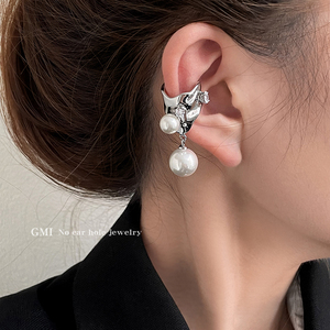GMI珍珠锆石无耳洞耳夹女款原创设计高级感耳环冷淡风耳饰耳骨夹