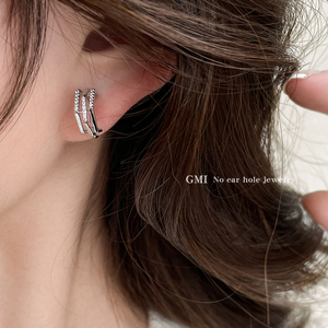 gmi无耳洞福音 扭曲圆圈光面硅胶耳夹冷淡风蚊香盘耳圈女简约耳饰