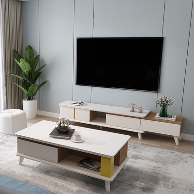 掌上明珠可伸缩电视柜简约小户型客厅玻璃台面茶几电视y柜大储物