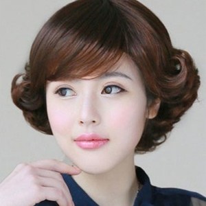 整顶假发女短发中老年妈妈短卷发外翻翘发型化疗光头假发全头套