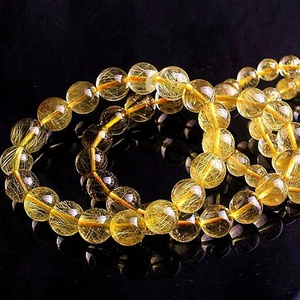 巴西天然金发晶手链男女款黄发晶发金钛晶金丝黄水晶手串