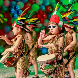 非洲鼓豹纹儿童演出服