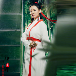 夏季影视古装白色红边女侠古装女剑客服飘逸汉服侠女服仙女服古装