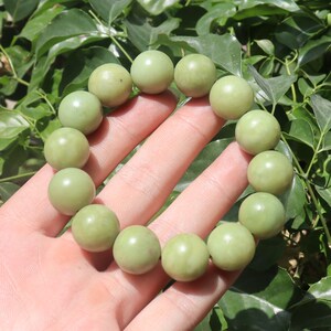 精品和田玉巨漏唐河老熟豆沙枣青白玉籽料圆珠16mm手链手串e