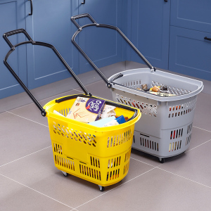 购物车小推车网红超市商城手推车篮子大号ktv物业专用粉色万向轮