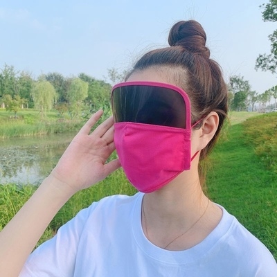 带眼罩护脸护眼睛口罩防护用一体面罩棉布全脸防雾透明护眼式口罩