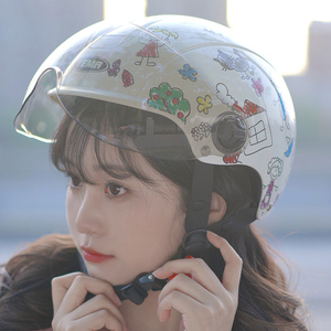 野马3C认证夏季电动电瓶车女士头盔防晒防紫外线安全帽可爱半盔灰