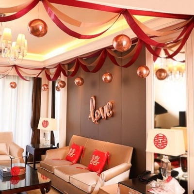 新房波浪旗装饰金店屋顶吊顶拉花电器城卧室新款挂饰客厅心形气球