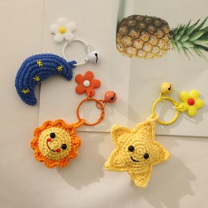 星星月亮挂件毛线编织手工制作情侣书包汽车钥匙扣挂饰男女生礼物
