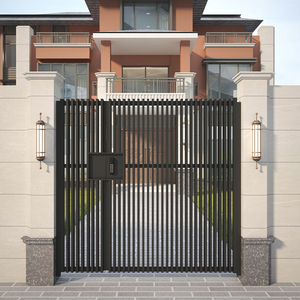 铁艺庭院门简约现代别墅单双开防盗门镀锌烤漆百叶户外入户花园门