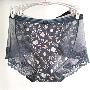 彩田内裤女冰丝蕾丝薄31653高腰大码无痕性感31652石墨烯平角裤