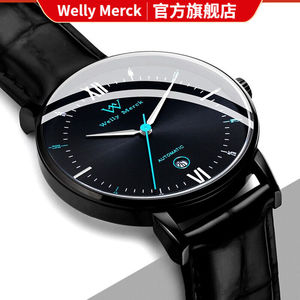 wellymerck(威利默克)瑞士手表男机械表全自动镂空男士时尚简.