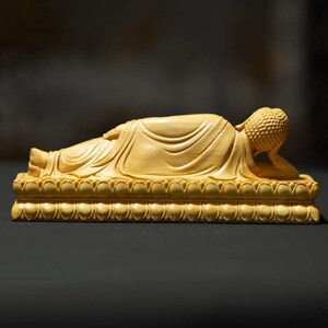 黄杨木雕实木雕刻家用供奉如来卧佛释迦牟尼佛像中式工艺装饰摆件