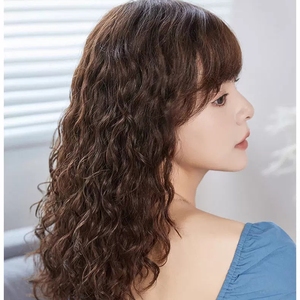 假发女中长卷发羊毛卷自然真人发丝时尚修脸中老年妈妈款全头套