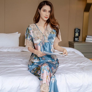 都市睡衣女夏季真丝2022年新款短袖长裤冰丝家居服丽人丝绸两件套