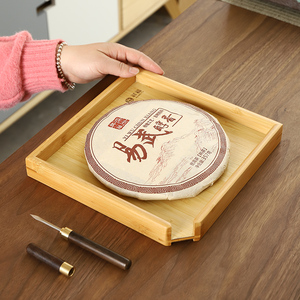 祥福竹制赏茶盘分茶盘开茶器普洱茶饼奉黑茶评茶盘撬托盘茶道配件