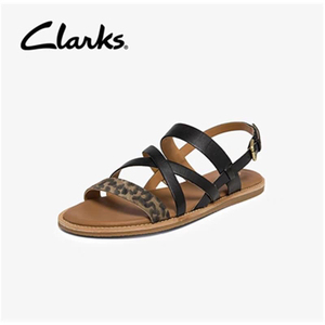 Clarks其乐女鞋夏季新款柔韧耐磨罗马凉鞋交叉带舒适平底凉鞋女